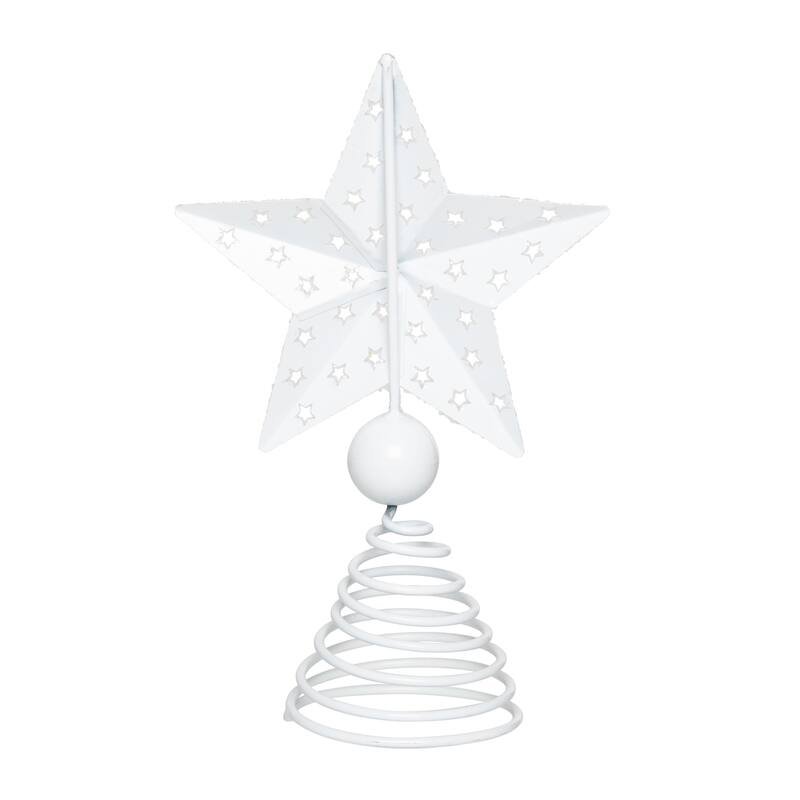 Transpac Metal 10 in. White Christmas Die-Cut Star Tree Topper