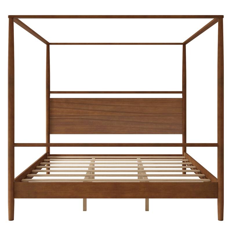 Wood Canopy Bed Frame Four Posters Bed, No Box Spring Needed
