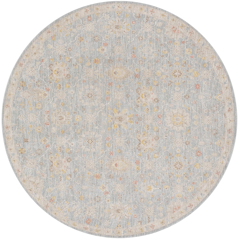 Patrick Vintage Persian Area Rug - Blue - 6'7" x 6'7" Round