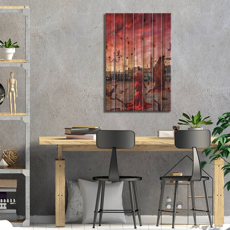 Red Morning In Venice Print On Wood by Hobopeeba - Multi-Color