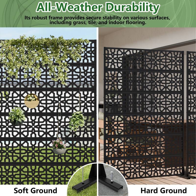 Rectangle Outdoor Privacy Screens Metal Screen Fence Panel Set of 2
