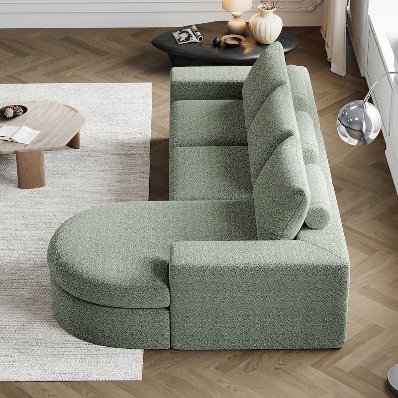 Roomfitters 99" Modern Chenille Cloud Curved Sectional Sofa with Chaise, L-Shaped Couch, for Living Room or Apartment