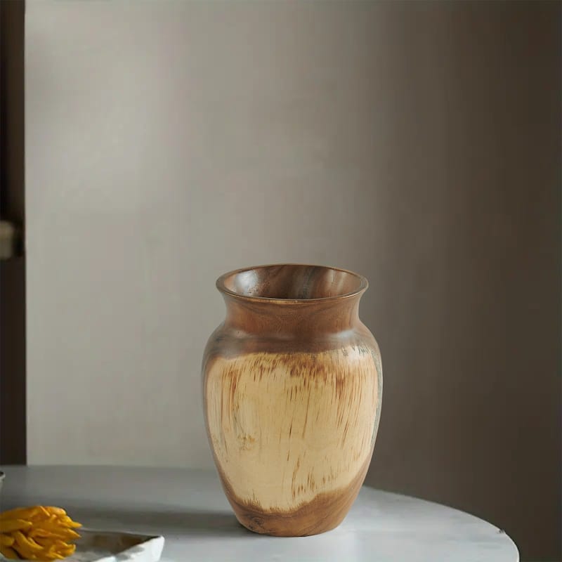 Natural Grain Suar Wood Decorative Vase