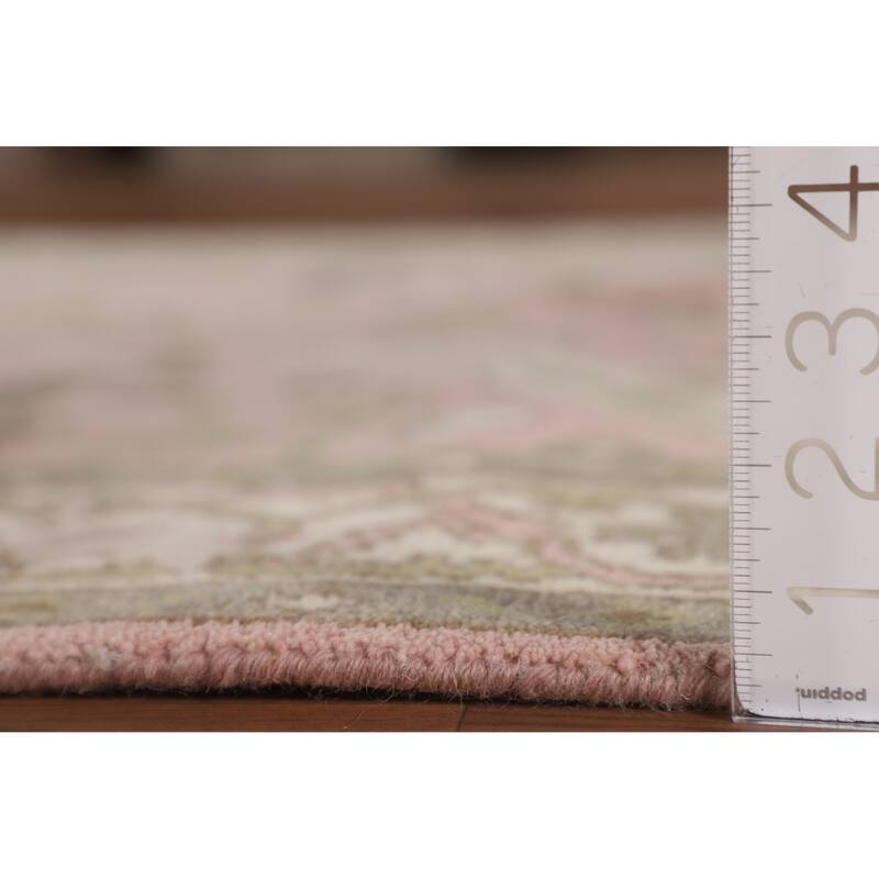 Light Pink Floral Oushak Oriental Area Rug Handmade Wool Carpet - 4'10"x 7'8"