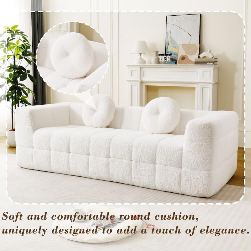 5-seater Boneless Foam Couch with Four Circular Throw Pillows