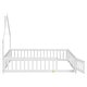 preview thumbnail 15 of 109, Twin/Full Montessori Toddler Floor Bed Frame, Modern House-Shaped Bed Frame with Fence and Full-Length Guardrails for Girls Boys
