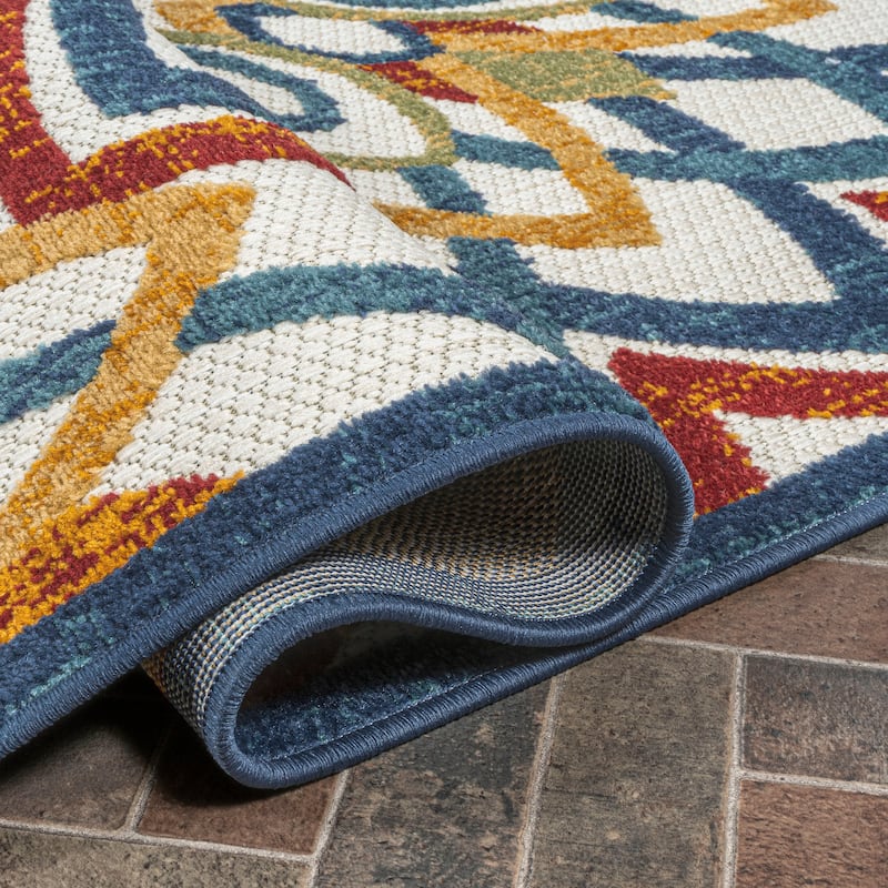 JONATHAN Y Cetara Abstract Bold Mandala High-Low Indoor/Outdoor Area Rug