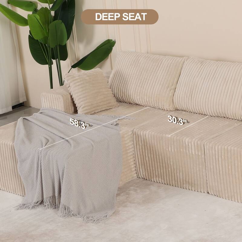 Modular L-Shape Sofa Couch with Deep Seat for Living Room and Bedroom