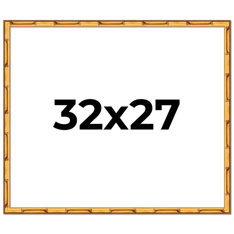 32x27 Frame Gold Bamboo Picture Frame Modern Photo Frame Includes UV Acrylic Shatter Guard Front Acid Free Foam Backing Board
