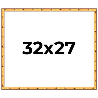 32x27 Frame Gold Bamboo Picture Frame Modern Photo Frame Includes UV Acrylic Shatter Guard Front Acid Free Foam Backing Board