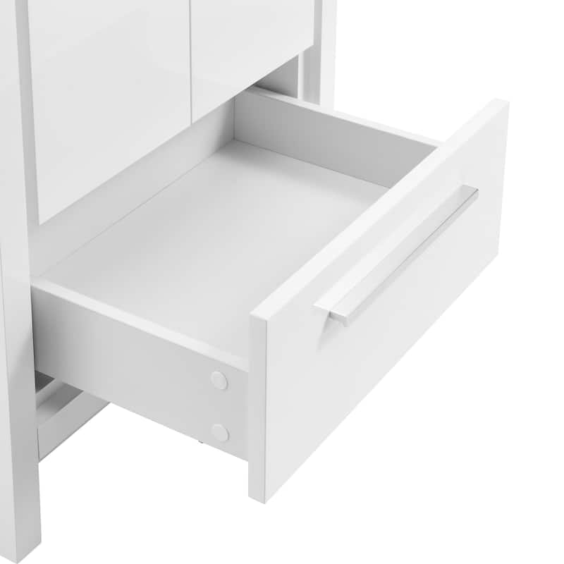 Virage 24 In. White Bathroom Vanity With Black Ceramic Sink Top