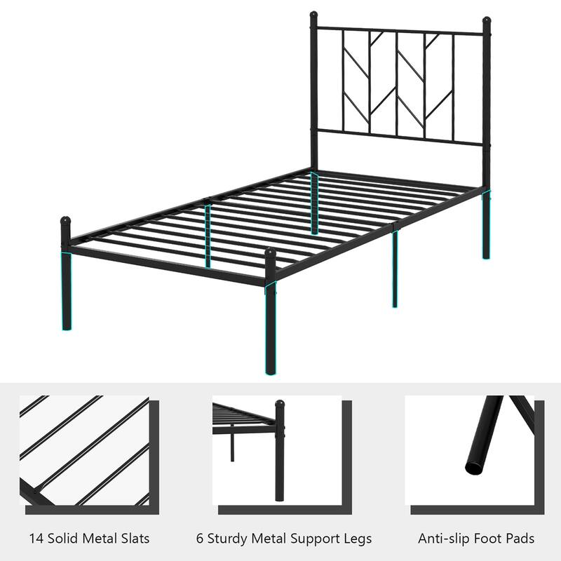 Costway Full/Qween/Twin Size Metal Platform Bed Frame Vintage