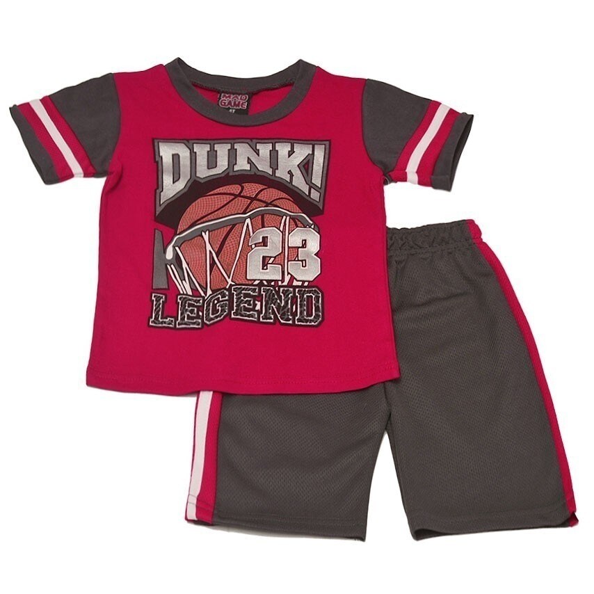 Shop Mad Game Boys Red Dunk 23 Legend Print Sports 2 Pc Shorts