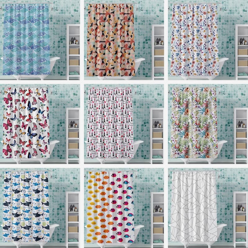 Fun Modern Shower Curtain PEVA Vinyl Printed 72x72 in Colorful Styles