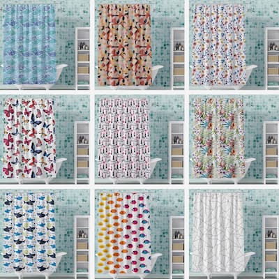 Fun Modern Shower Curtain PEVA Vinyl Printed 72x72 in Colorful Styles