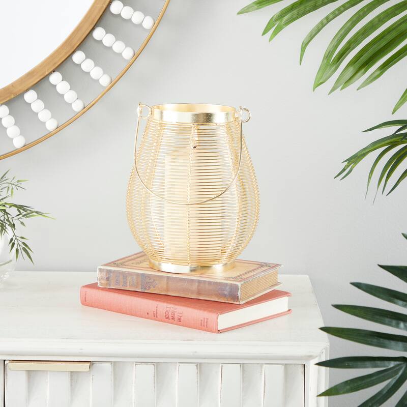 Gold Iron Glam Lantern - 7 x 7 x 9 Round