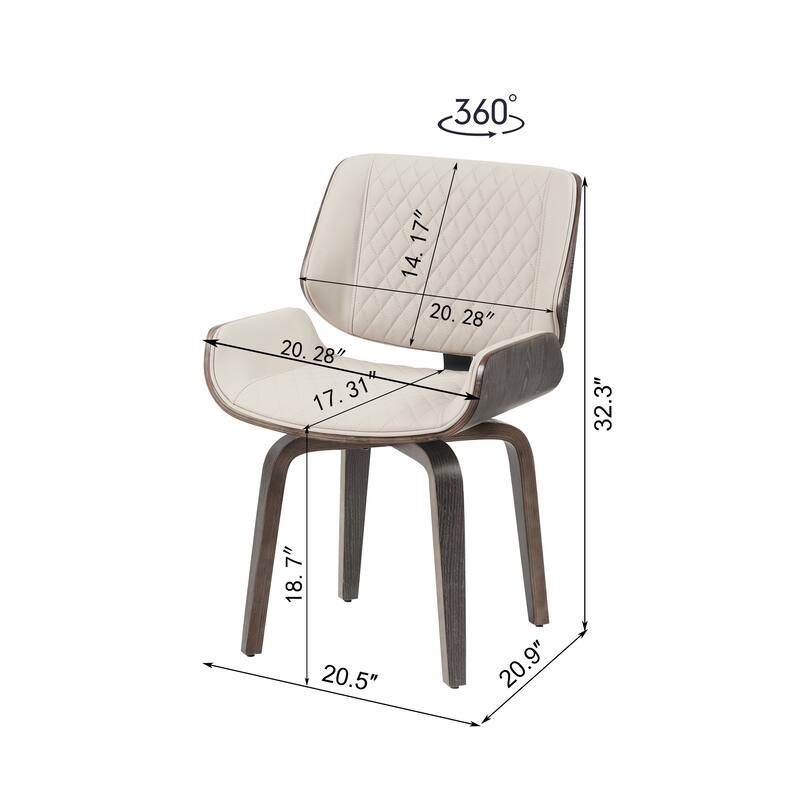Modern 2 Piece Set 360° Swivel PU Leather Dining Chair with Cushion, Backrest for Dining Room Kitchen Bedroom Living Room