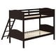 preview thumbnail 3 of 6, Elegant Twin over Twin Bunk Bed with Camelback Headboard, Angled Ladder, Guardrails & Mission-Style Design, Espresso
