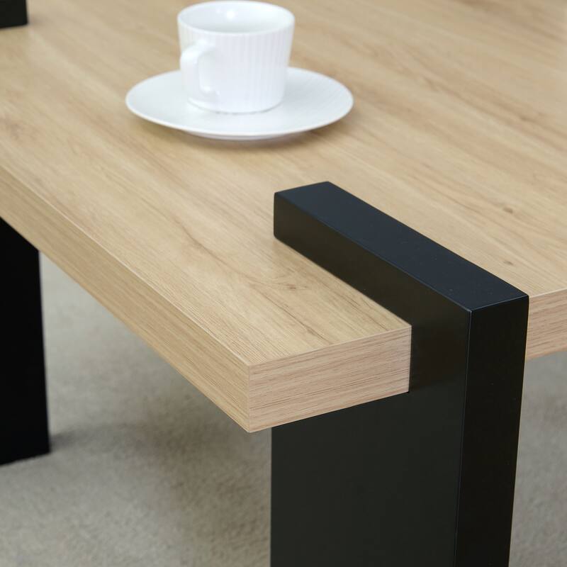 31.5" MDF Modern Coffee Table with Dark Wood Grain and Minimalist Design