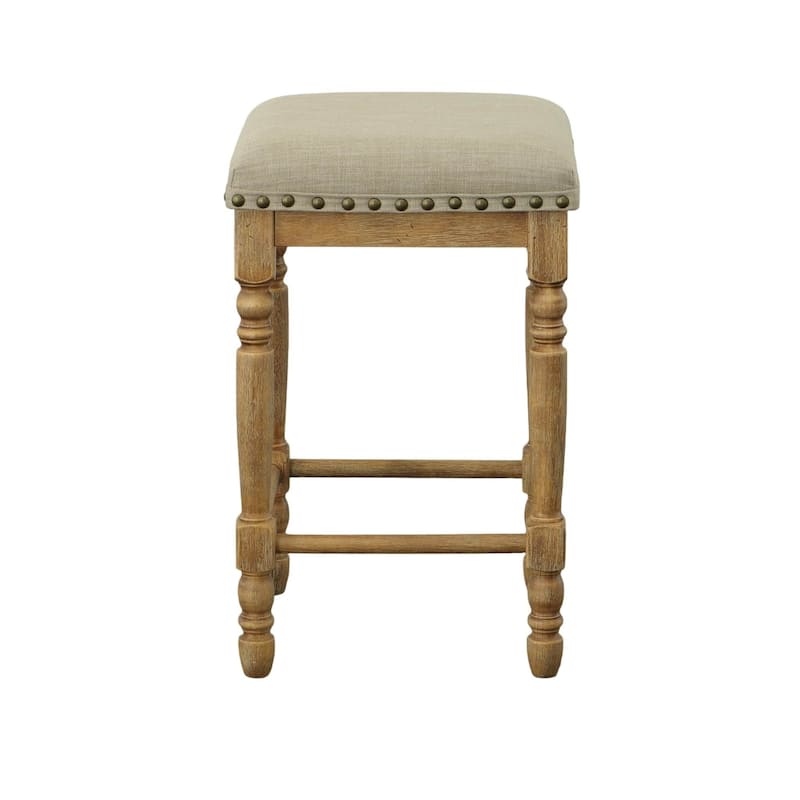 Deluxe Upholstered Barstools - 26" - Set of 2 - Brown and Beige