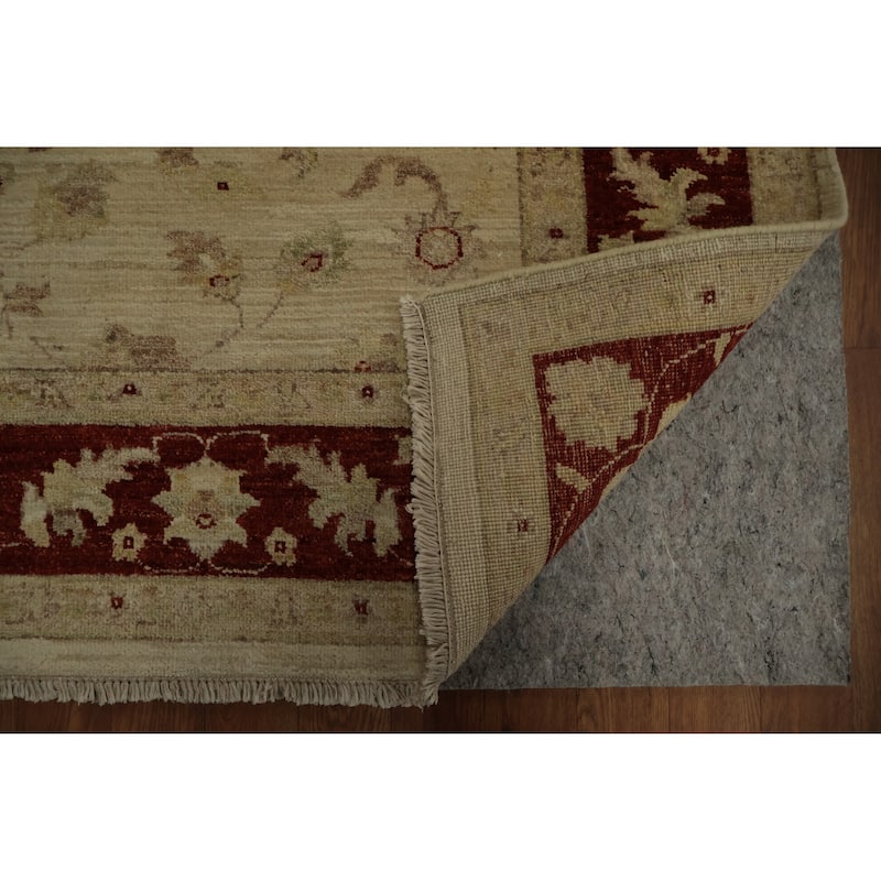 Hand Knotted Oriental 100% Wool Carpet Transitional Floral Beige & Ivories Oushak Area Rug - 7' 8'' X 5' 6''