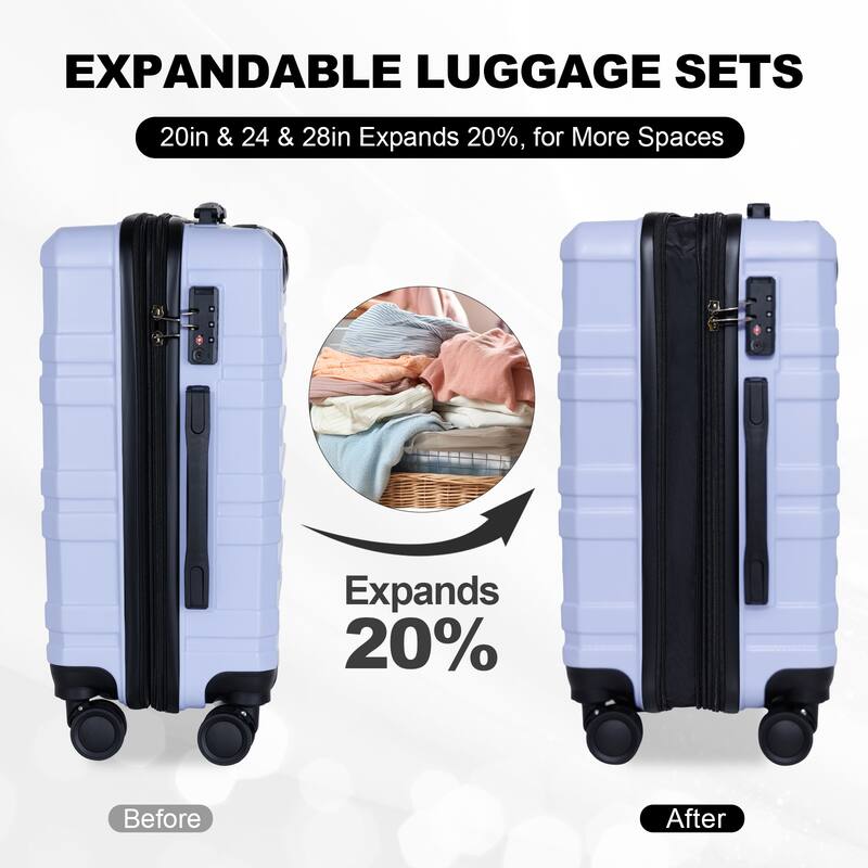 luggage sets 3 piece,carry-on luggage with wheels,check in luggage,28/24/20 inch luggage,tsa approved lock,hardshell suitcase
