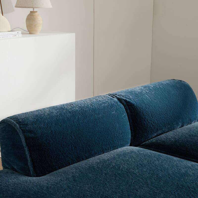 Fabric Sleeper Sectional Sofa Double Chaise Lounge Daybed