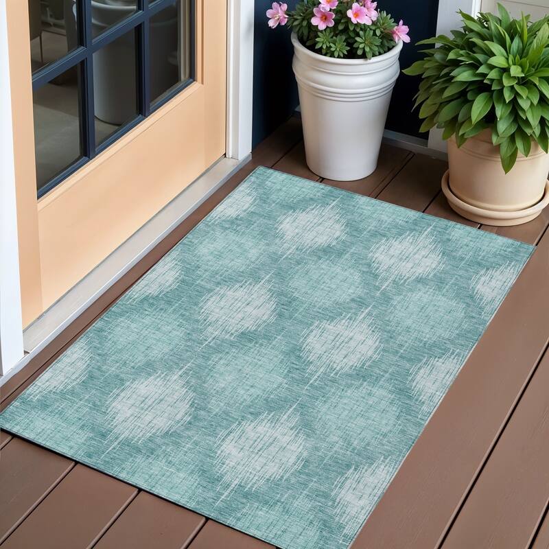 HomeRoots Ikat Transitional Rectangle Outdoor Rug - 3' x 5'