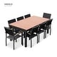 preview thumbnail 7 of 10, Carlo 9 Pieces Imitated Wood Plastic Outdoor Dining set for 8 Person, Extendable Table and Stackable Chair