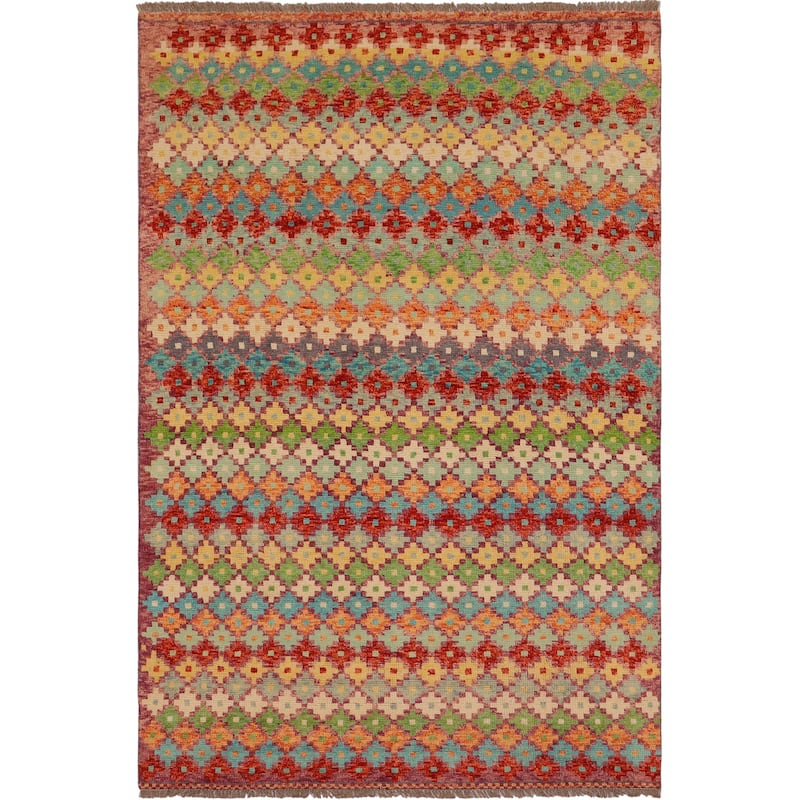 Eclectic Balochi Mullen Rust/Blue Hand Knotted Wool Rug - 4'6'' x 7'11''