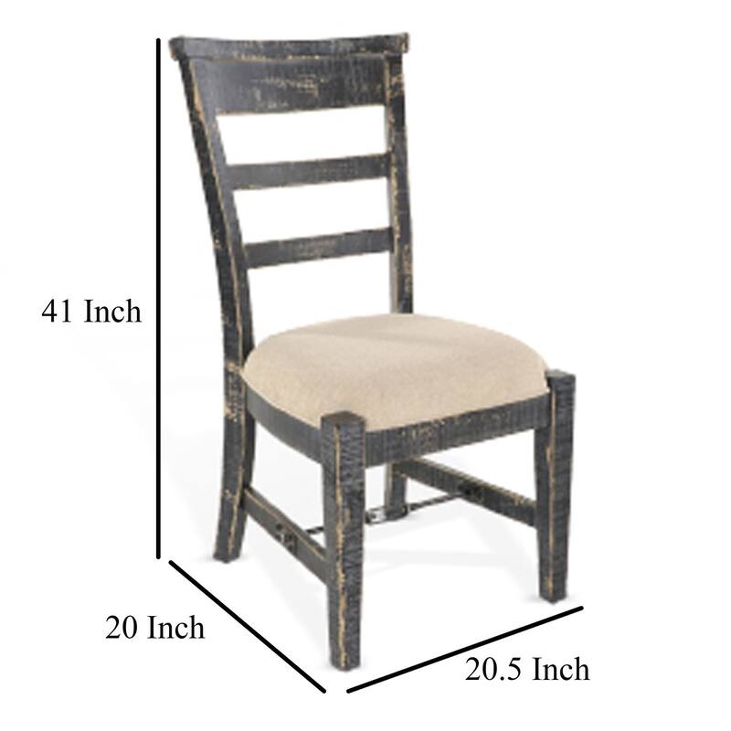 Black/White Fabric Upholstered Wood Frame Dining Chair, Set of 2, Sturdy Dining Chair for Dining Rooms - 19.5