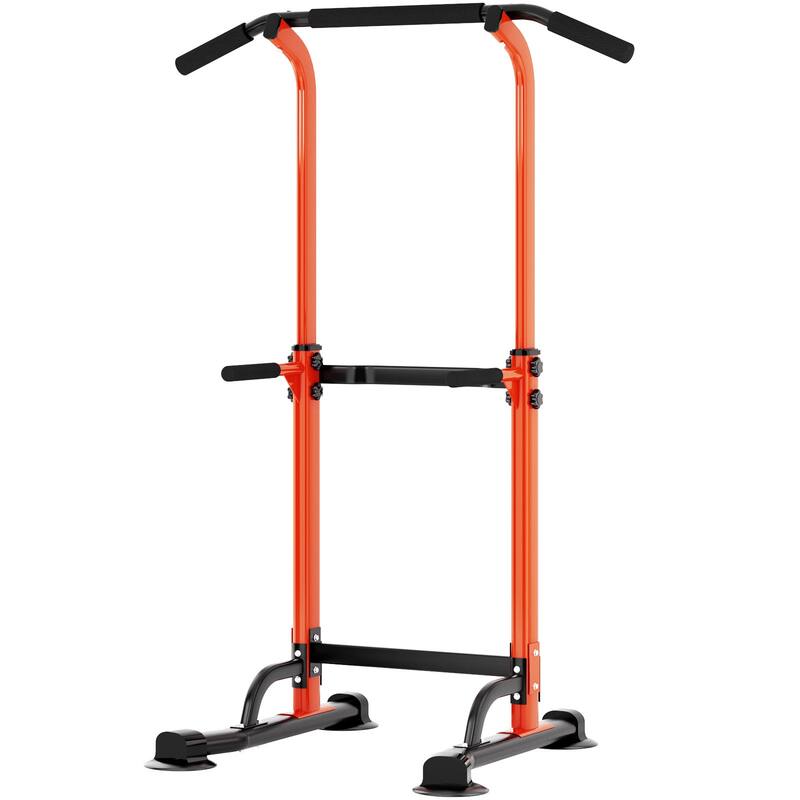 Adjustable Height Power Tower Pull Up Bar Station Home Gym Workout Equipment - Orange/Black