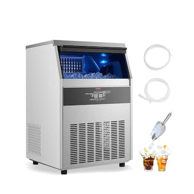 Silver Freestanding Commercial Stainless Steel Ice Maker with 108 Trays for Bar or Restaurant - 23.2 x 23 x 34.4 in