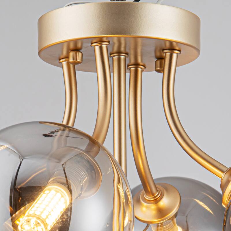 Sputnik Light with Glass Globe Glass Semi Flush Mount Lighting Globe Light Fixture Dimmable - 5-Light