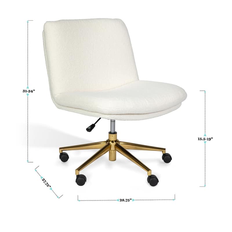 Martha Stewart Upholstered Swivel Home Office Chair with Wide Seat