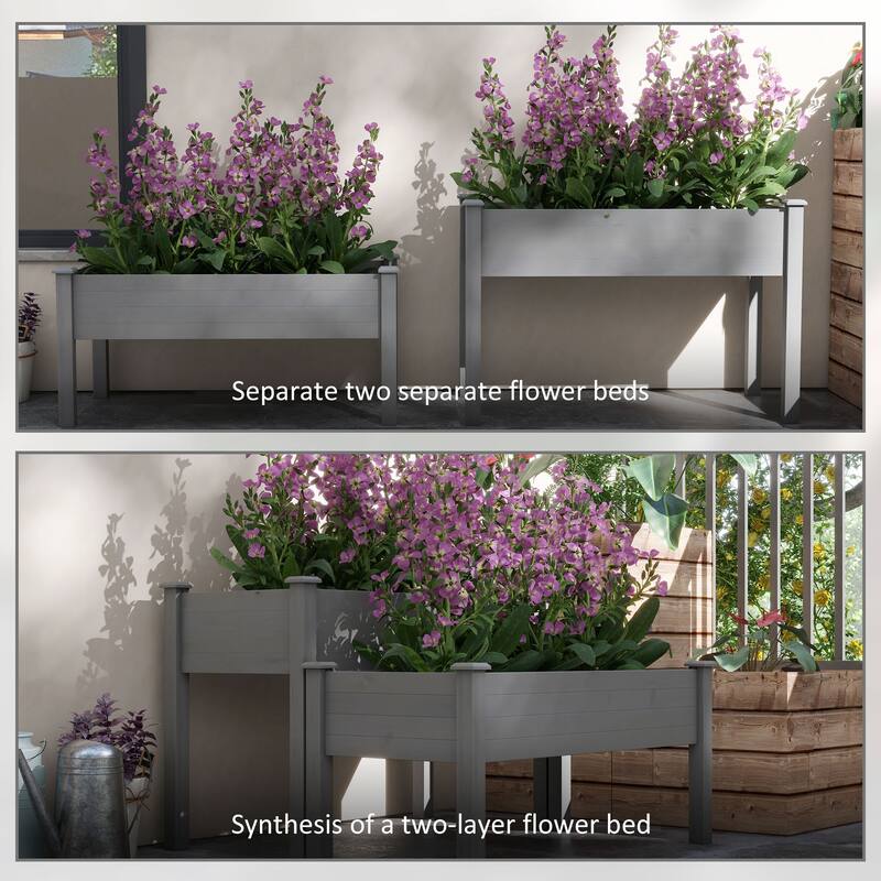 2-Tier Indoor/Outdoor Raised Garden Planter with Self-Draining Design