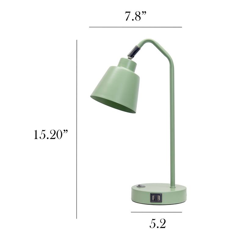 Adjustable Desk Task Lamp with Dual USB Ports - 16" - Sage Green