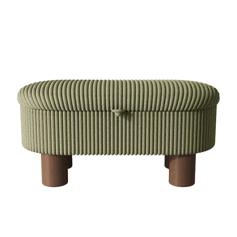 Modern Storage Ottoman Corduroy Upholstered Bench Bedroom Storage Seat Entryway Shoe Bench for Living Room, Bedroom and Entryway