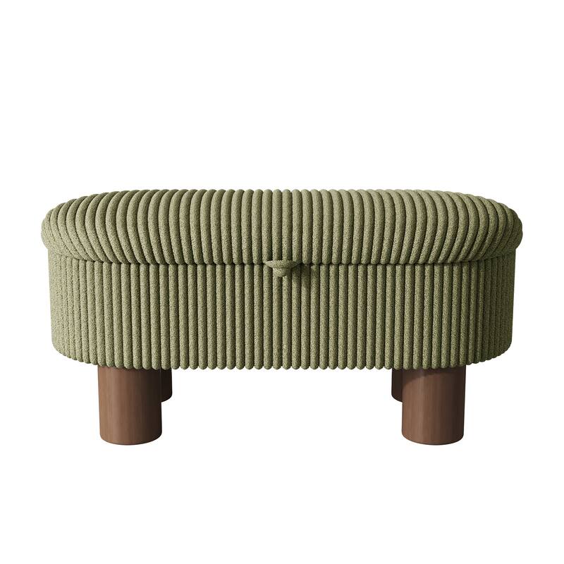 Roomfitters Modern Corduroy Storage Ottoman Bench with Lift Top Lid and Cylinder Legs