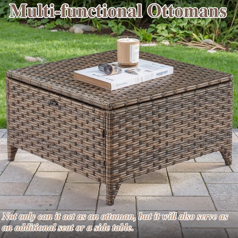 PE Rattan Chair Outdoor Patio Chair with Ottoman