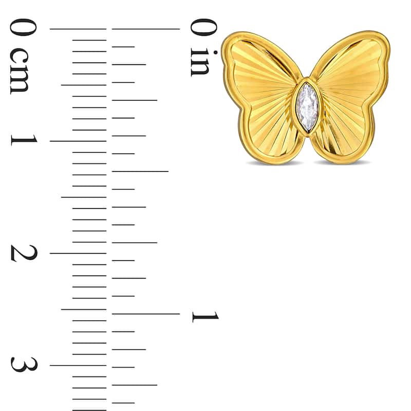 Miadora 1/4ct TGW Marquise-Cut Created White Sapphire Butterfly Stud Earrings in Yellow Silver