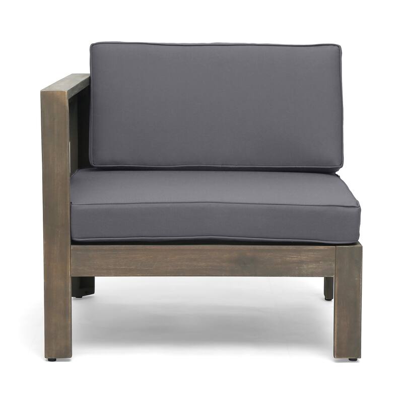 3 Piece Outdoor L-Shape Sofa Set, All-Weather Acacia Wood Conversation Furniture Set with Ottoman and Coffee Table