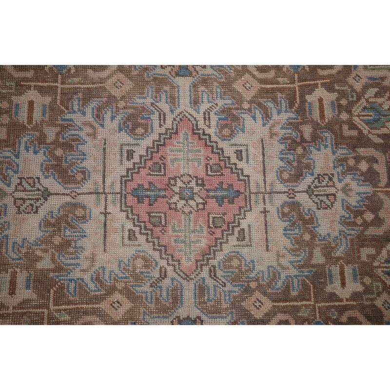 Distressed Pink Tabriz Persian Vintage Rug Handmade Wool Carpet - 9'8" x 12'8"