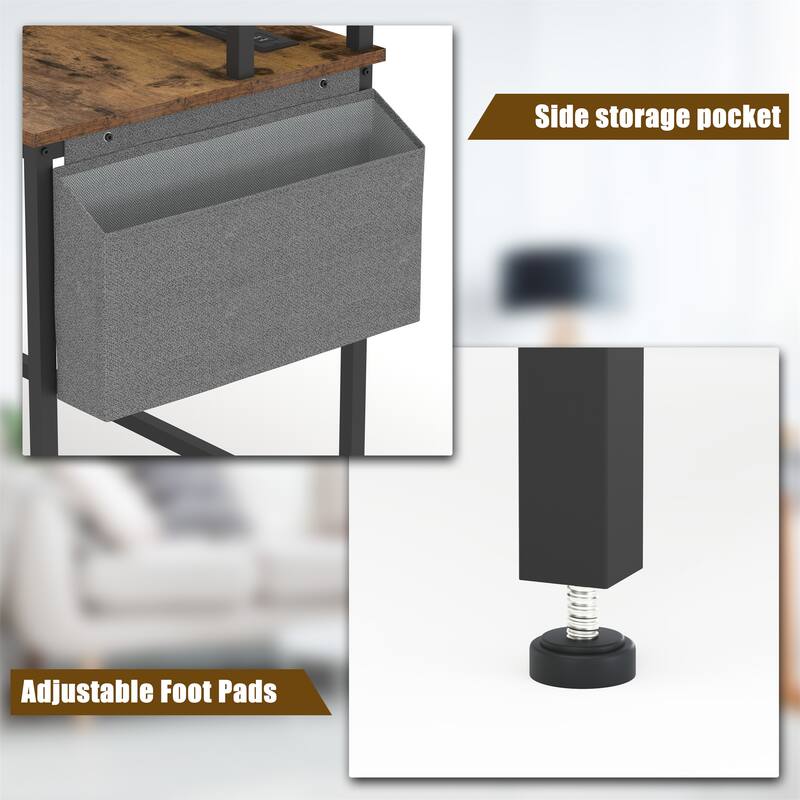 Reversible L-Shaped Corner Desk with Power Outlet & LED Lights