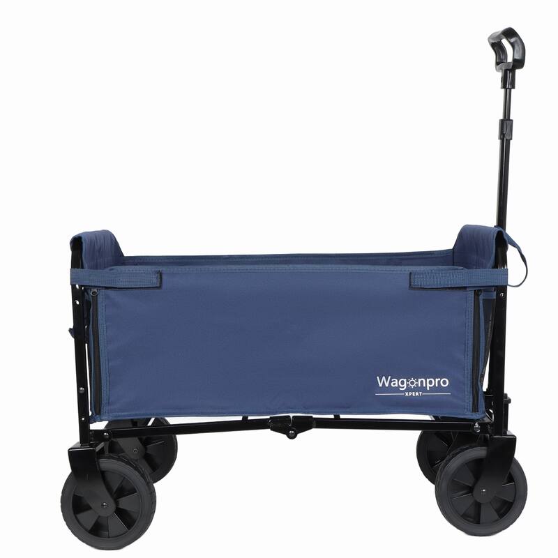 All-in-One Convertible Folding Trolley with Bench Seat & Dog Leash - Heavy Duty 4-Wheel Utility Cart