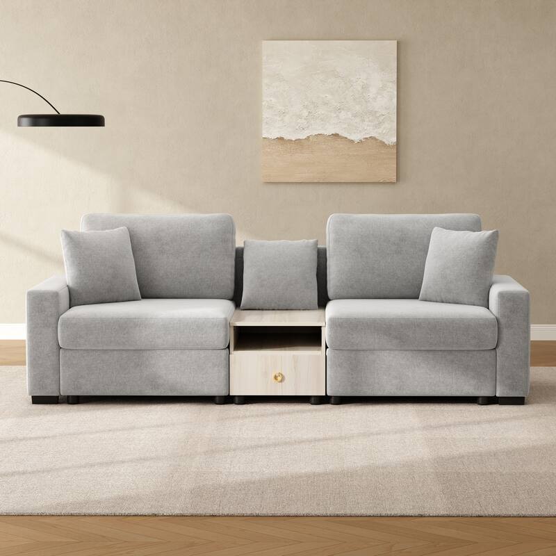 Christopher Knight Home - Havencrest 95.7" Modern Upholstered Modular Sofa with Storage Armrest Center Console