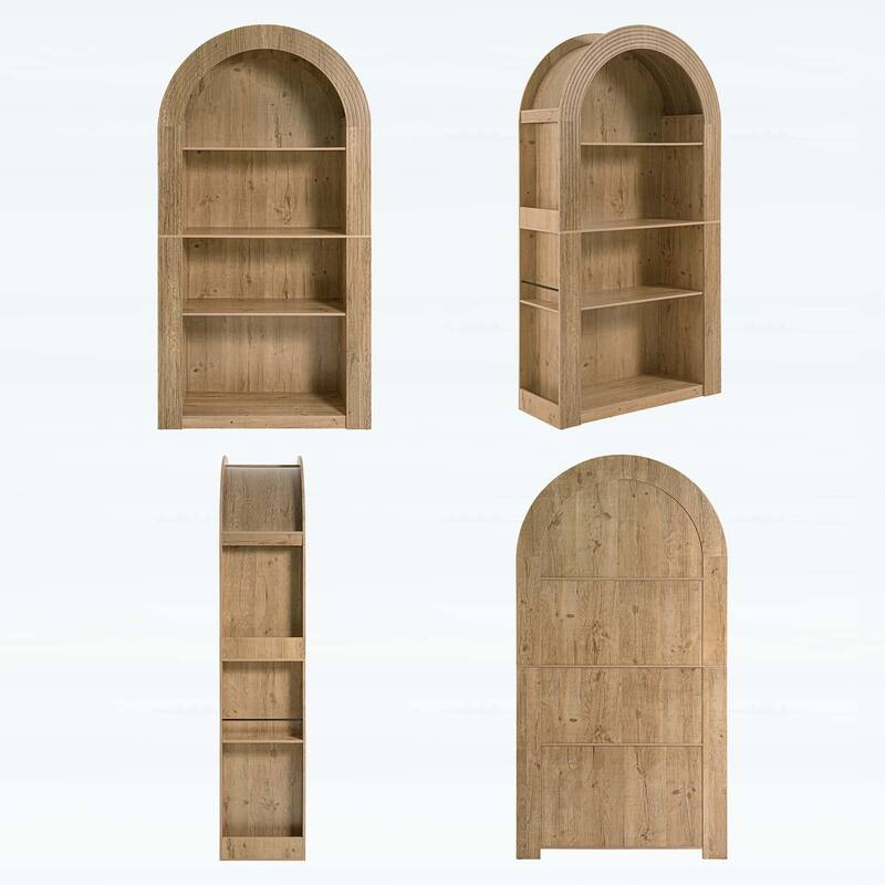 Mid Century Modern 4-Tier Bookcase with Open Display Shelves for Various Rooms