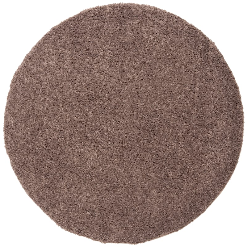 SAFAVIEH August Shag Solid 1.2-inch Thick Area Rug - 5'3" Round - Taupe - Round