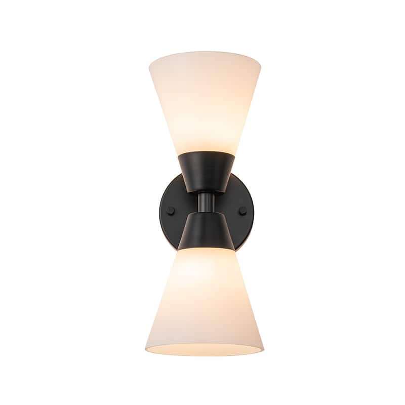 2-Light Hourglass Shaped Glass Wall Sconce