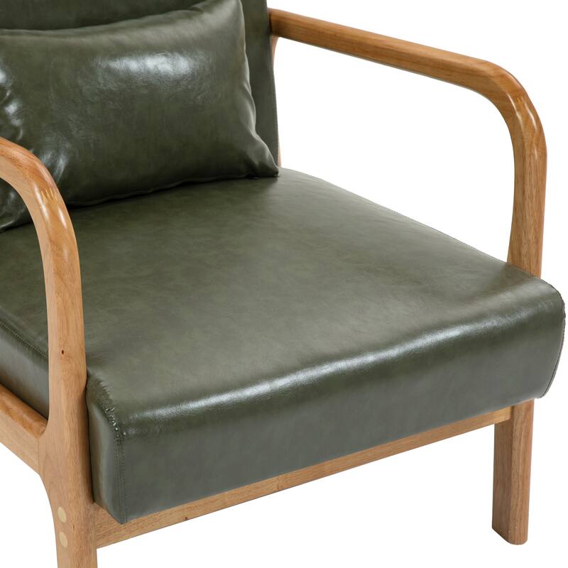 Briston 2 Set Mid Century Modern Wood Accent Chairs with pillow